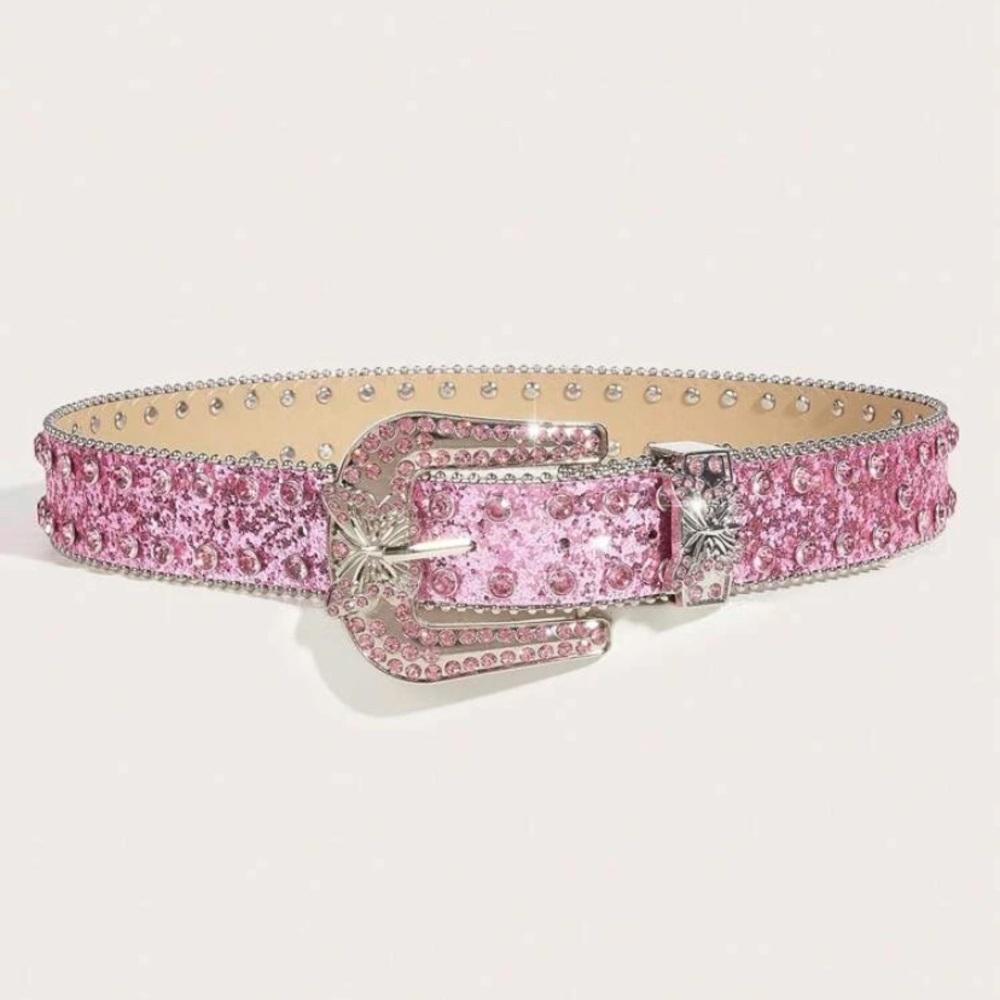 Pink Rhinestone Butterfly Belt
